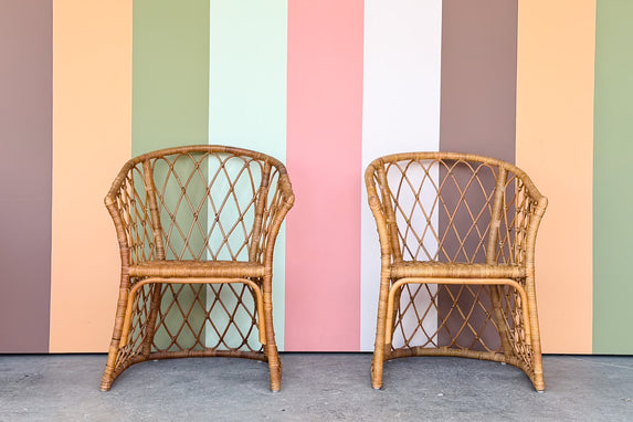 Pair of Rattan Barrel Chairs