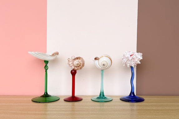 Set of Four Colorful Shell Chic Coupes