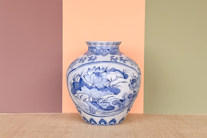 Blue and White Chinoiserie Vase