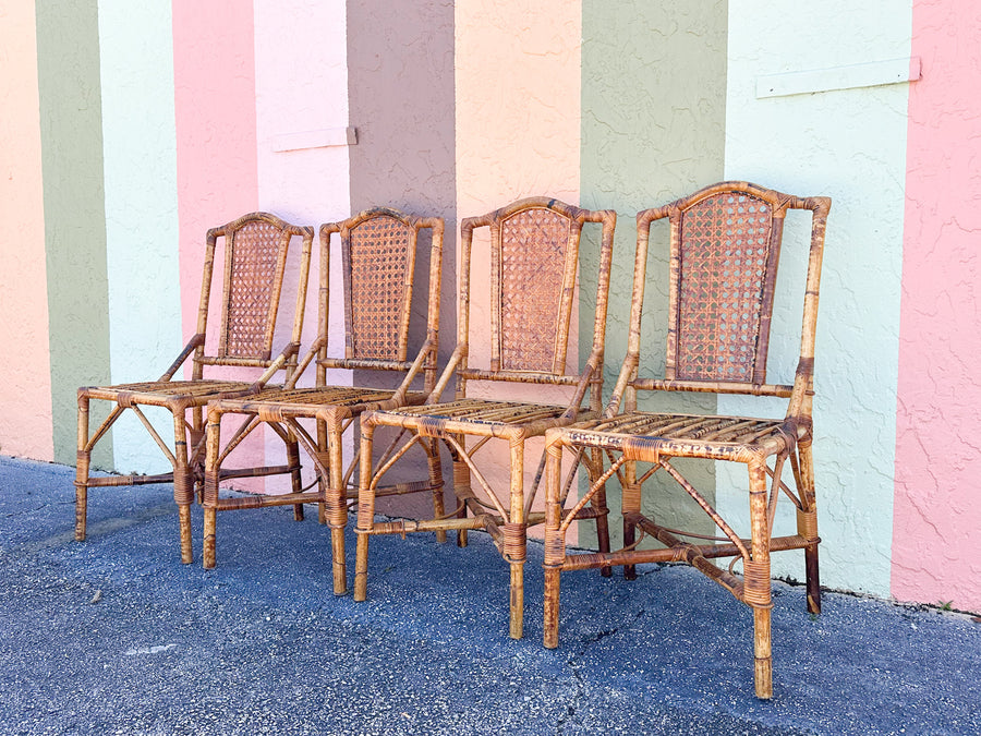 Tortoiseshell Rattan and Cane Dining Set