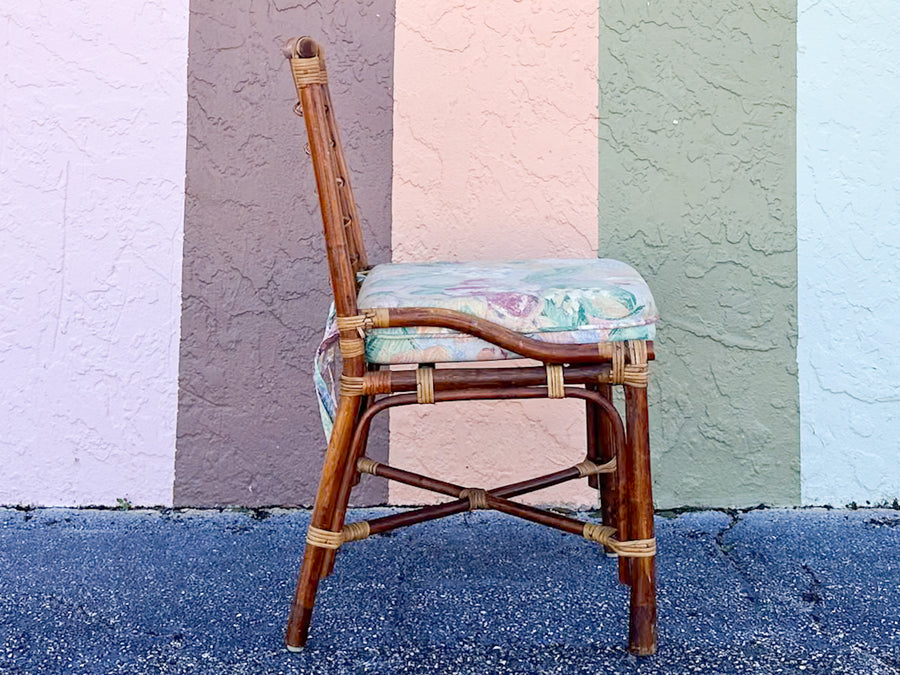 Set of Six Grid Back Rattan Dining Chairs