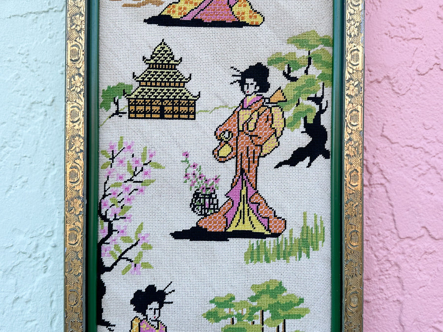 Happy Geisha Needlepoint Art