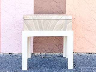 Wood Carved Pastel Floral Box on Stand