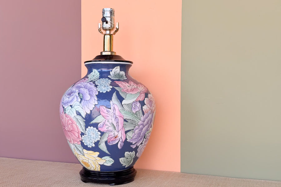Colorful Floral Chinoiserie Lamp