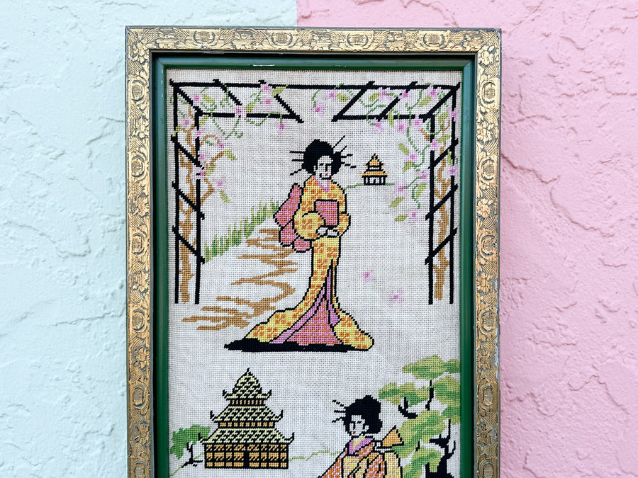 Happy Geisha Needlepoint Art