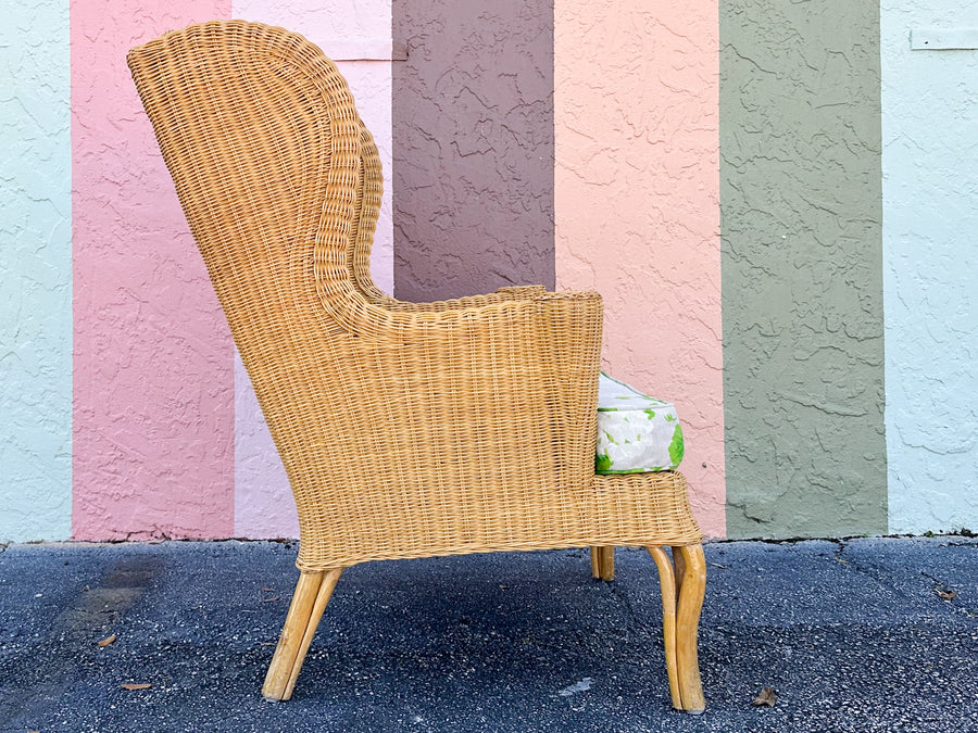 Wicker Wingback Chair