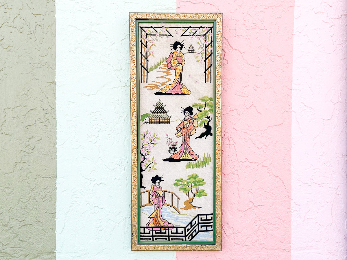 Happy Geisha Needlepoint Art