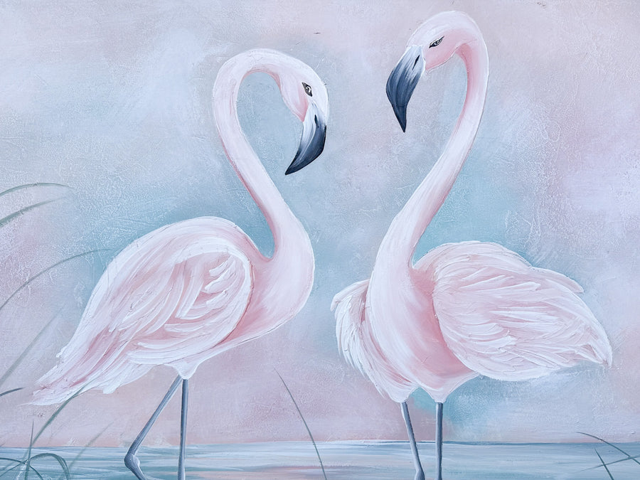 Large Old Florida Flamingo Painting