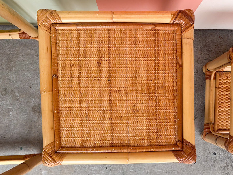 Set of Three Rattan Nesting Tables