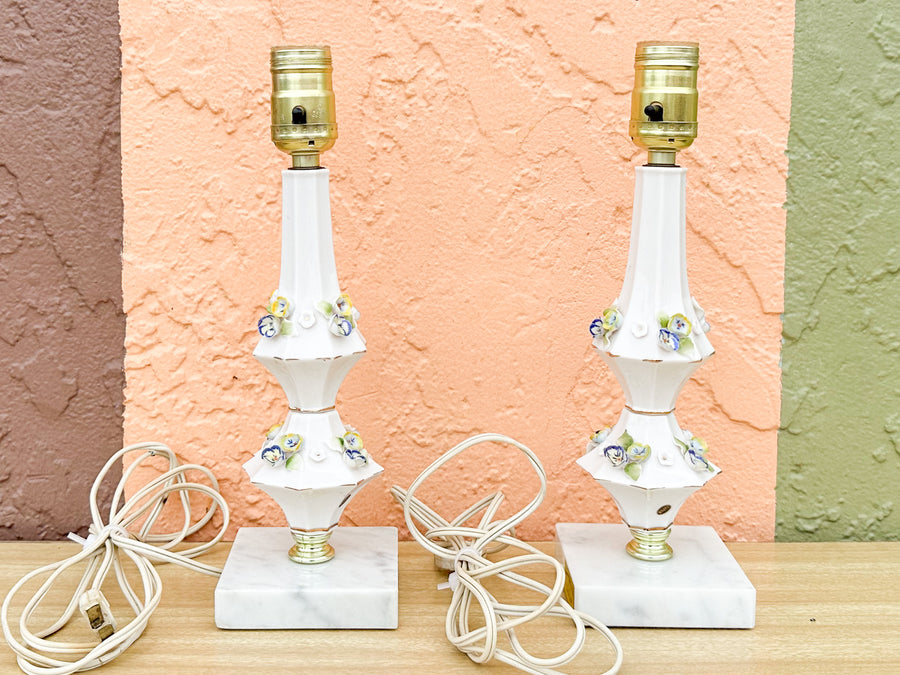 Pair of Italian Floral Lamps