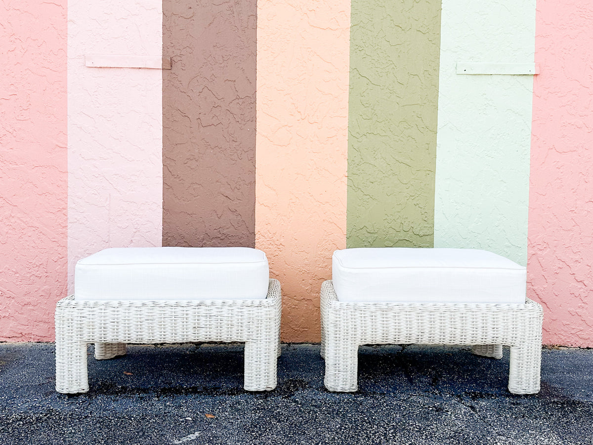 Pair of Wicker Chic Ottomans