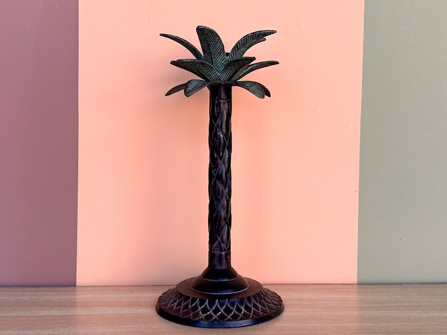 Pair of Metal Palm Tree Candle Holders