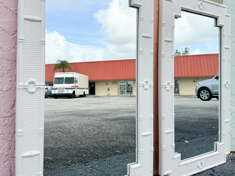 Pair of Palm Beach Style Faux Bamboo Mirrors