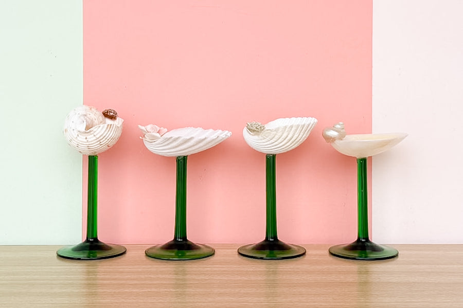 Set of Four Green Shell Chic Coupes