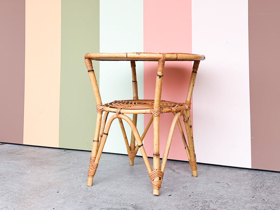 Old Florida Rattan Side Table