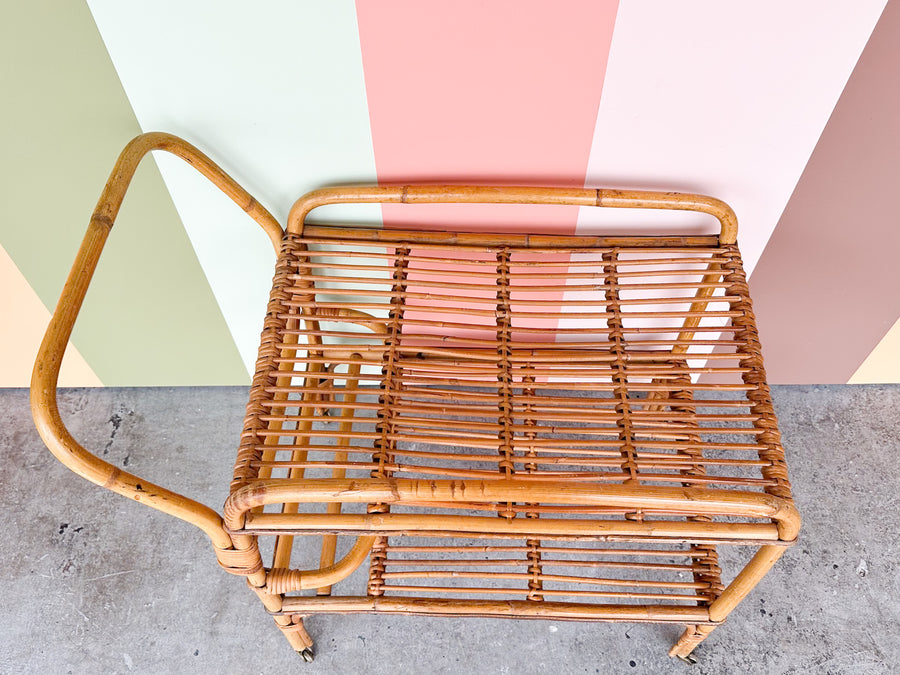 Italian Rattan Bar Cart