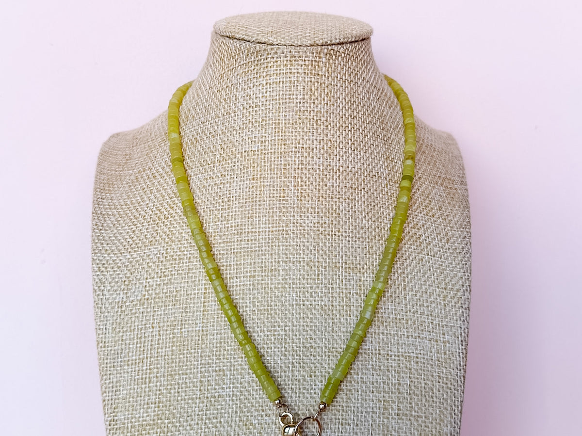 Palm Beach Regency's Citron Jade Gemstone and Shell Necklace