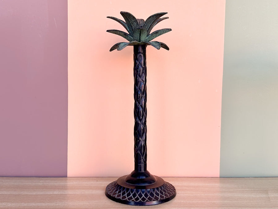 Pair of Metal Palm Tree Candle Holders