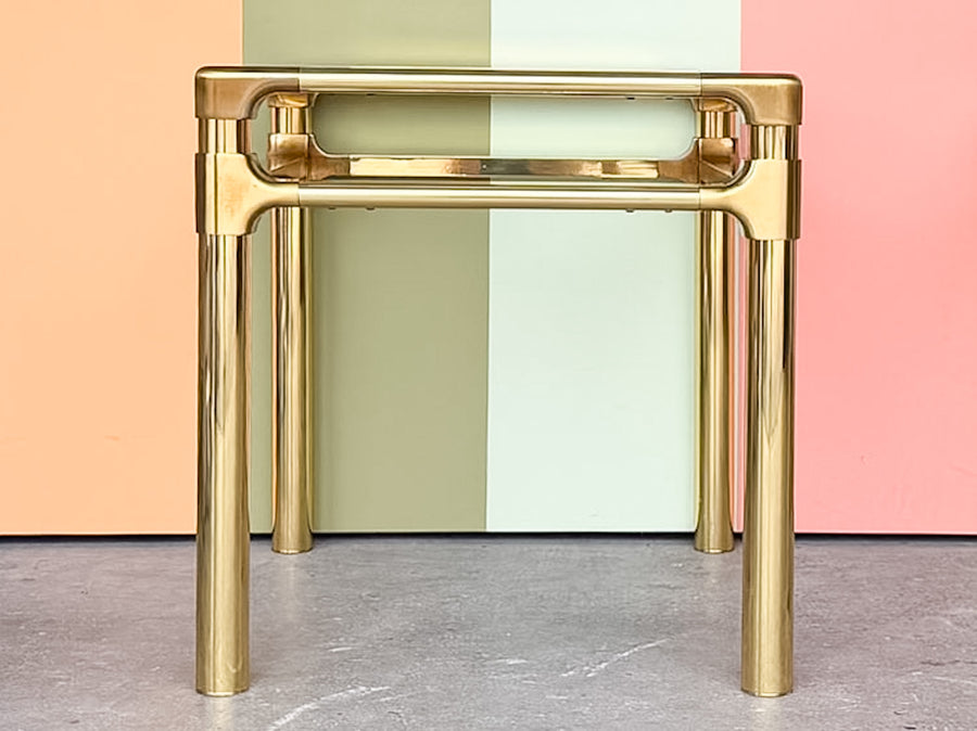 Pair of MCM Mastercraft Style Brass Side Tables
