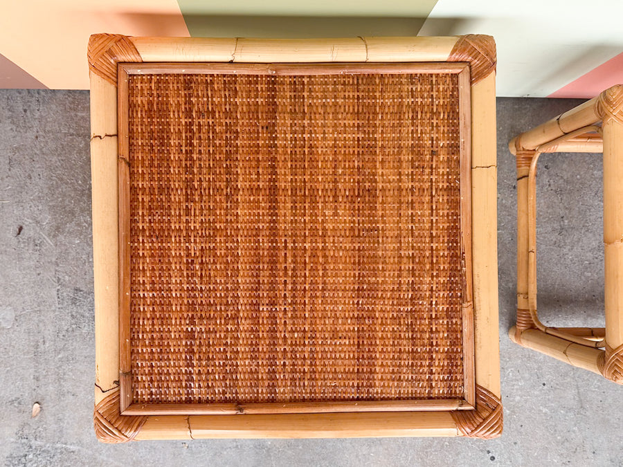 Set of Three Rattan Nesting Tables