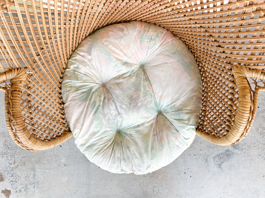 So 70’s Rattan Peacock Chair and Side Table