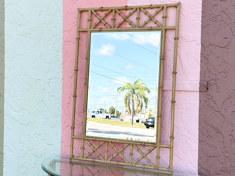 Metal Faux Bamboo Mirror and Demilune