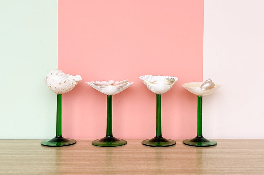 Set of Four Green Shell Chic Coupes