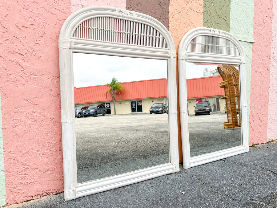 Pair of Coastal Rattan Mirrors