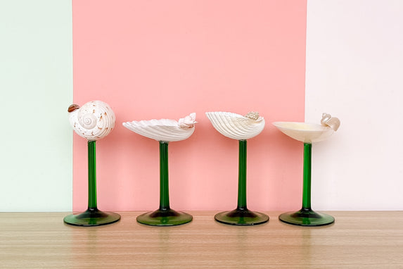 Set of Four Green Shell Chic Coupes