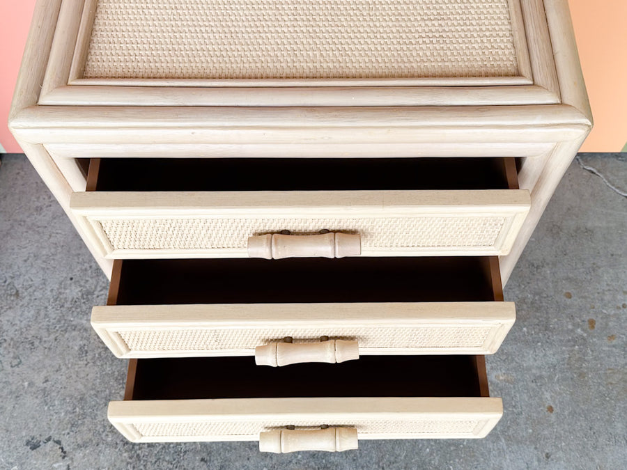 Pair of Coastal Rattan Nightstands