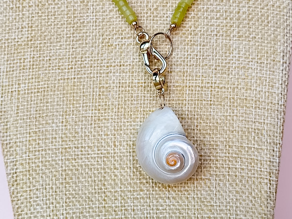 Palm Beach Regency's Citron Jade Gemstone and Shell Necklace