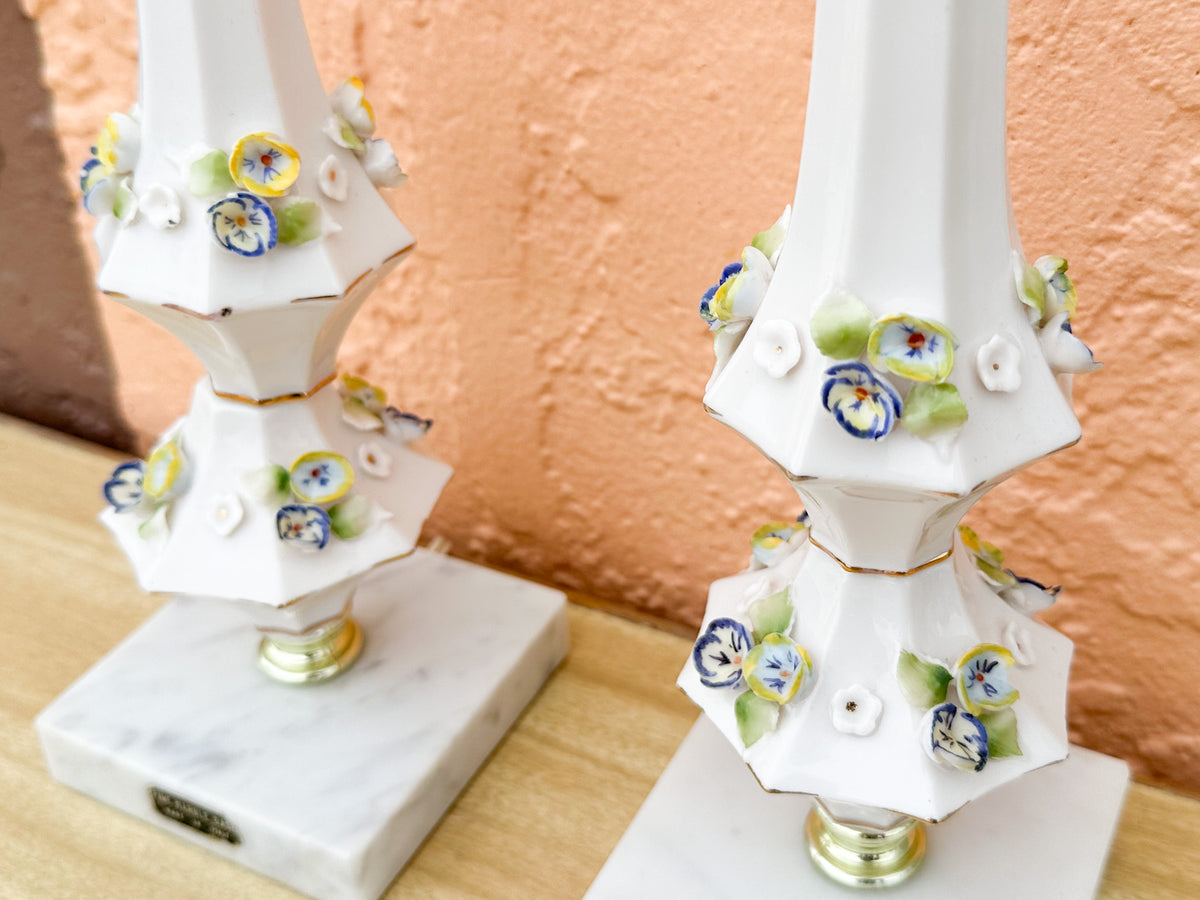 Pair of Italian Floral Lamps