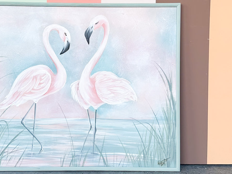Large Old Florida Flamingo Painting