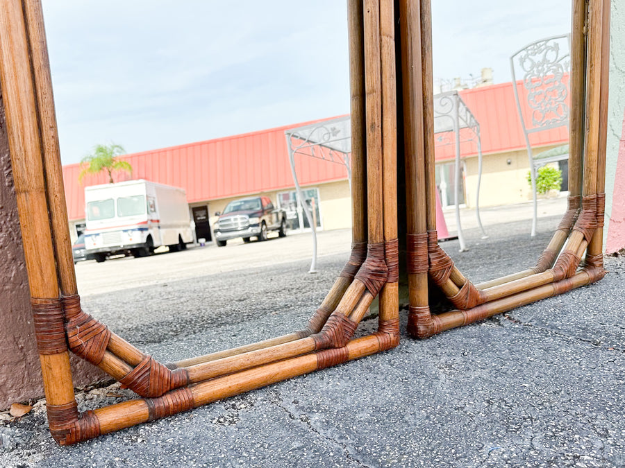 Pair of Drexel Rattan Mirrors