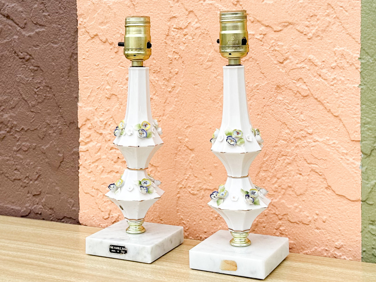 Pair of Italian Floral Lamps