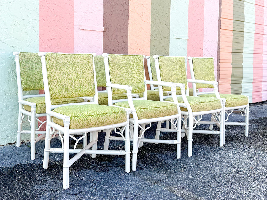 Set of Eight Ficks Reed Rattan Dining Chairs