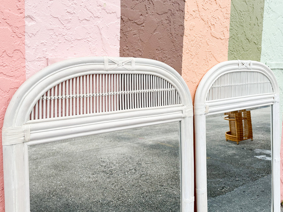 Pair of Coastal Rattan Mirrors