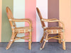 Pair of Island Style Palm Leaf Rattan Arm Chairs