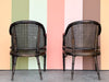 Pair of Handsome Cane and Faux Bamboo Barrel Chairs