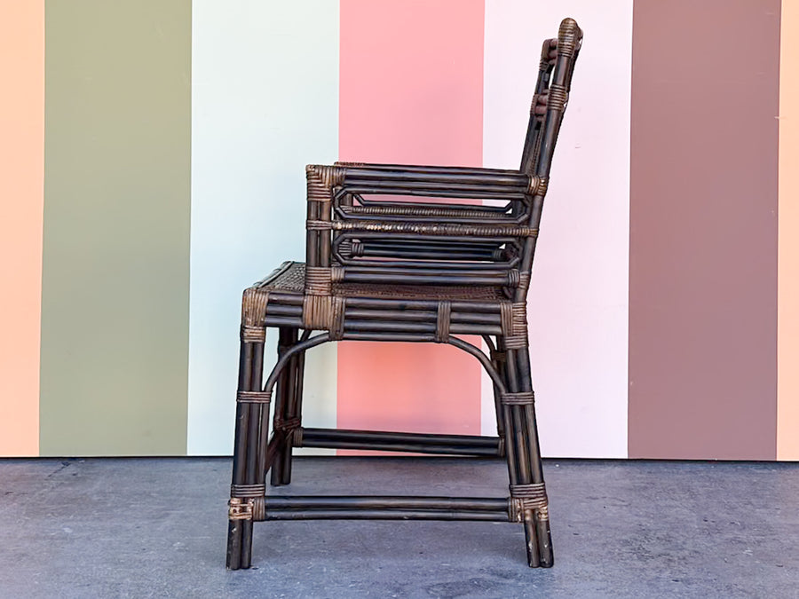 Handsome Rattan Fretwork Arm Chair