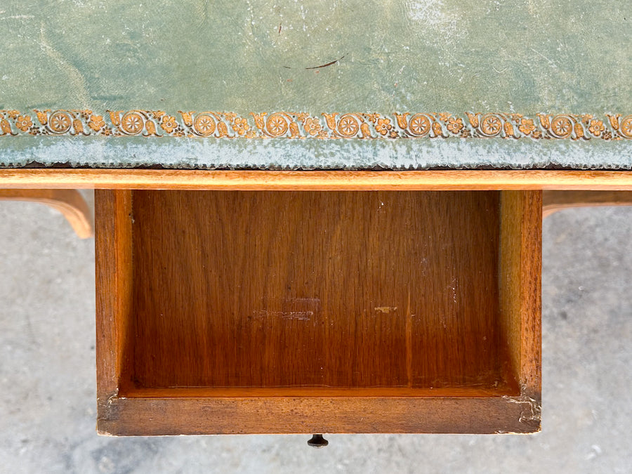 Leather Top Regency Style Wood Game Table