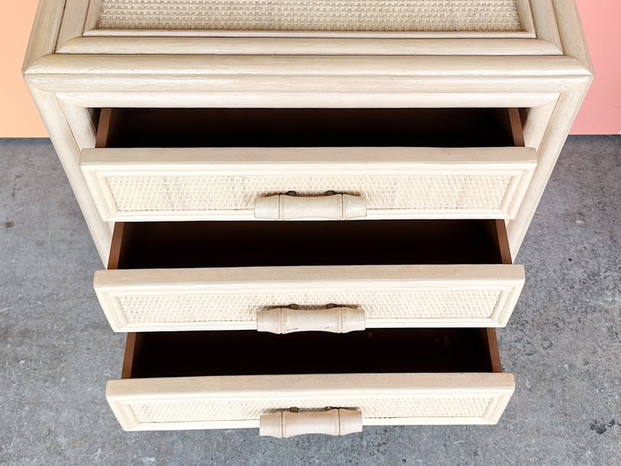 Pair of Coastal Rattan Nightstands
