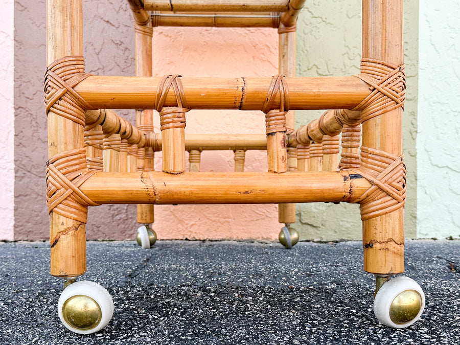 Old Florida Rattan Bar Cart