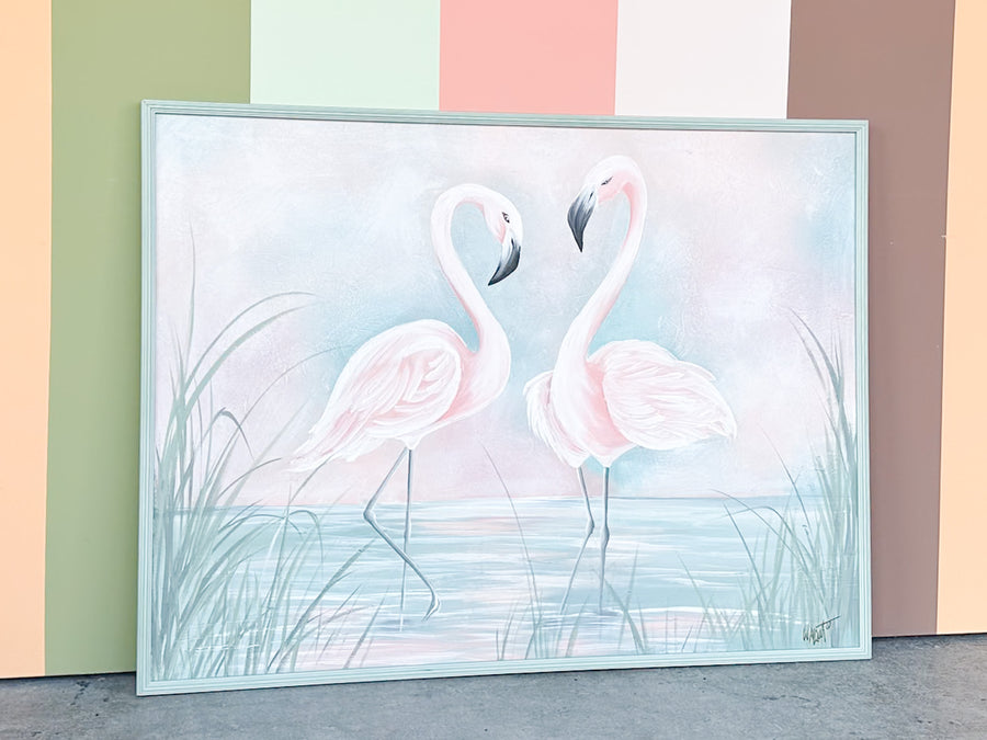 Large Old Florida Flamingo Painting