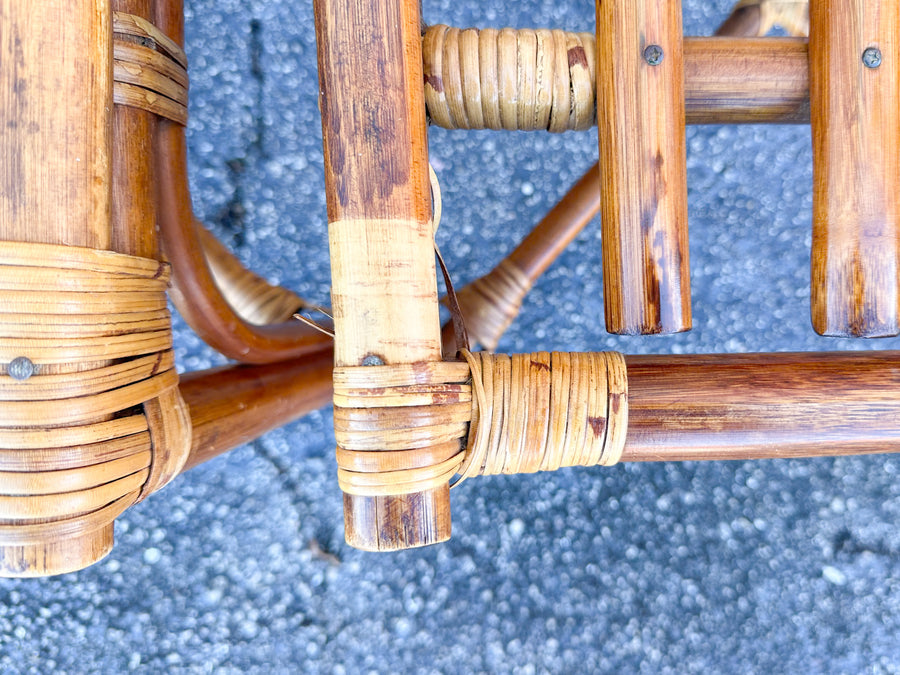 Set of Six Grid Back Rattan Dining Chairs