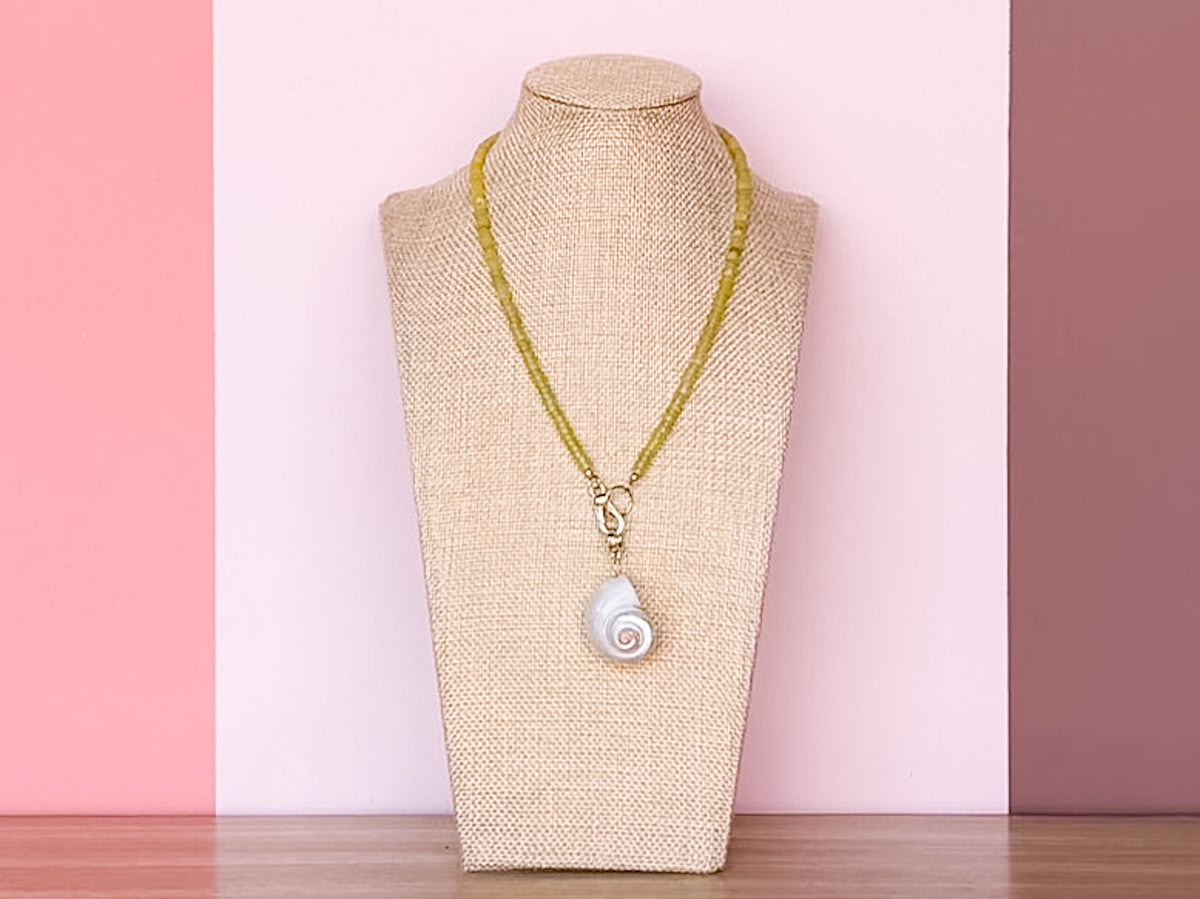 Palm Beach Regency's Citron Jade Gemstone and Shell Necklace