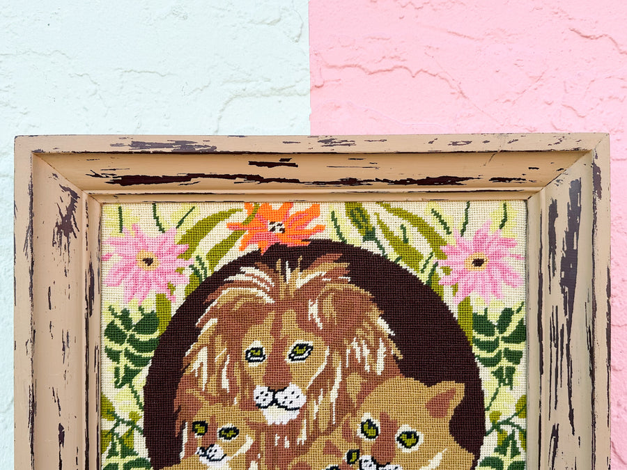 Lion Family Needlepoint Art