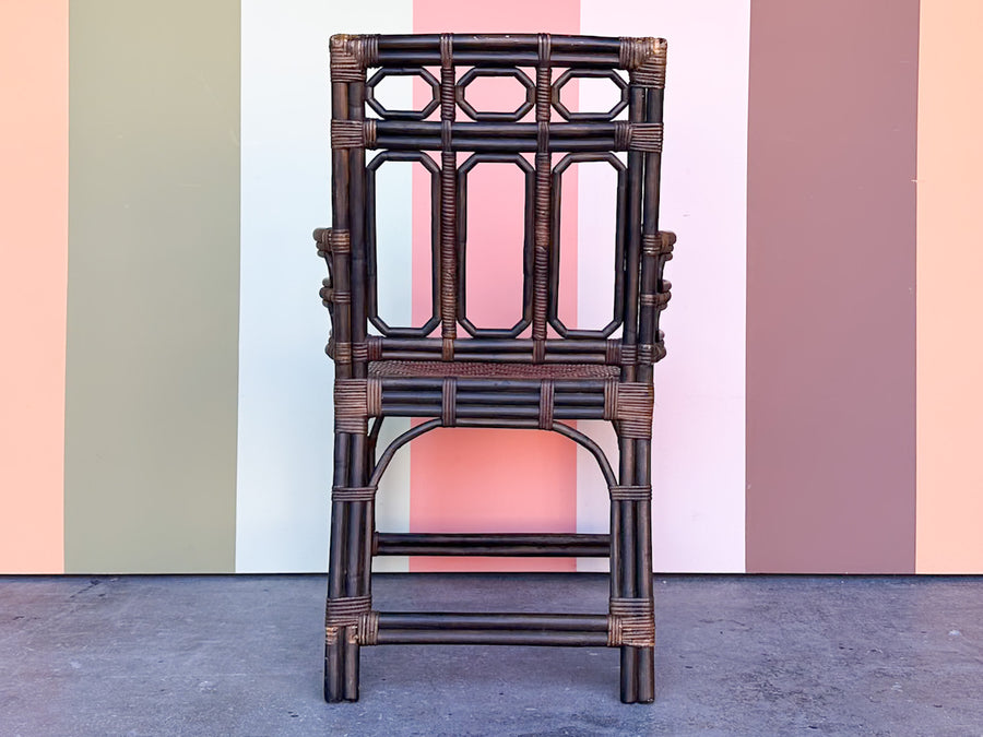 Handsome Rattan Fretwork Arm Chair