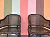 Pair of Handsome Cane and Faux Bamboo Barrel Chairs