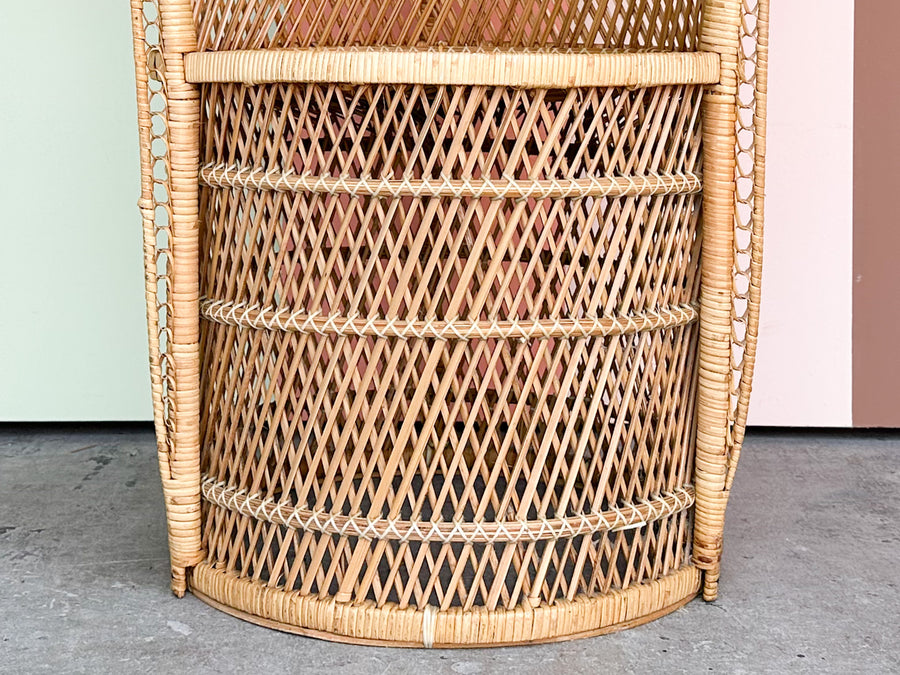 So 70’s Rattan Peacock Chair and Side Table